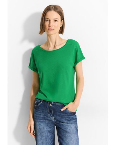 Cecil T-Shirt mit Rundhalsausschnitt - Grün