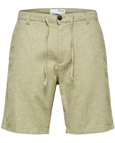 SELECTED Shorts SLHCOMFORT-BRODY LINEN mit Stretch - Grün