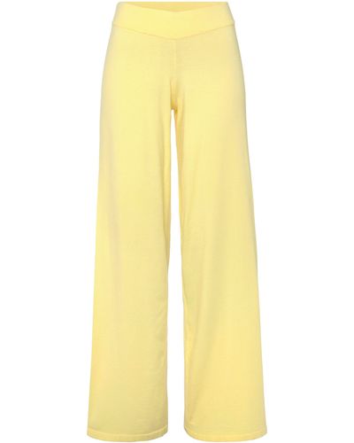 Lascana Strickhose -Loungehose mit weitem Bein, Loungewear - Gelb