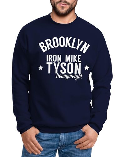 MoonWorks Sweatshirt Brooklyn New York Iron Mike Tyson Boxing Gym ® - Blau