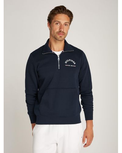 Tommy Hilfiger Sweatshirt ROUNDALL STAND COLLAR ZIP mit Stehkragen und Reißverschluss - Blau