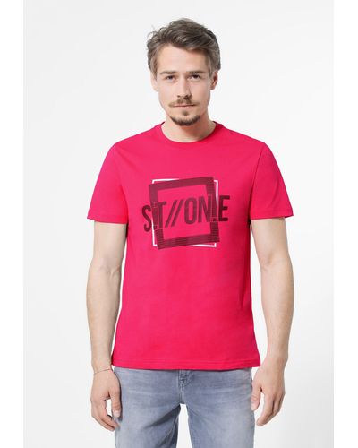Street One Men T-Shirt in Unifarbe - Pink