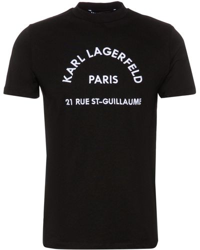 Karl Lagerfeld T-Shirt mit Logo-Stickerei (1-tlg) - Schwarz