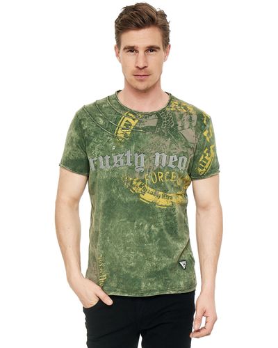 Rusty Neal T-Shirt mit eindrucksvollem Print - Grün