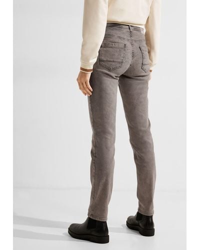 Cecil Slim-fit-Jeans mit Zipper-Detail - Grau