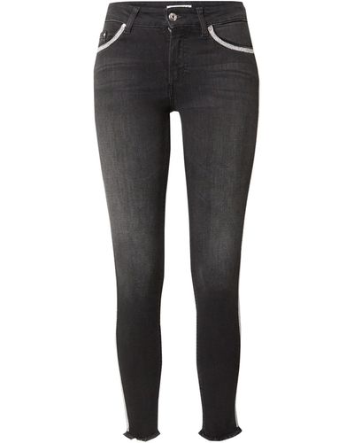 ONLY High-waist-Jeans BLUSH (1-tlg) Fransen, Ziersteine - Schwarz
