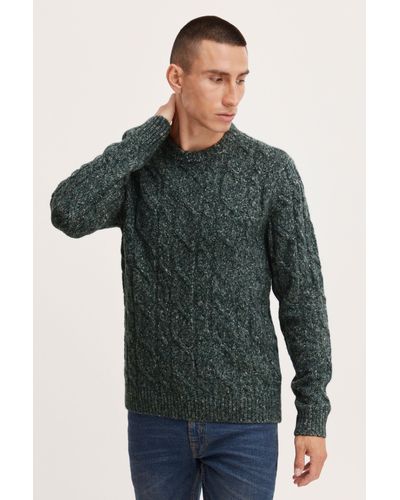 Casual Friday Strickpullover Karl 0044 crew neck cable knit 20504501 - Grün