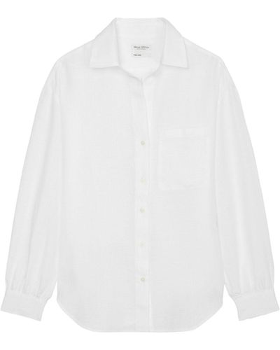 Marc O' Polo Klassische Bluse Blouse, shape, long sleeve, vo - Weiß