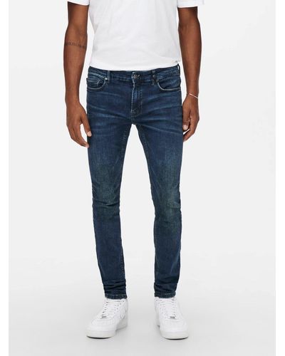 Only & Sons Fit-Jeans ONSWARP SKINNY BLUE MA 9809 mit Stretch - Blau