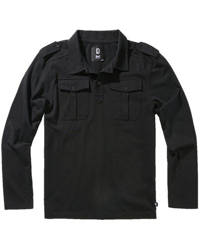 BRANDIT T-Shirt Jersey Poloshirt Willis longsleeve (1-tlg) - Schwarz