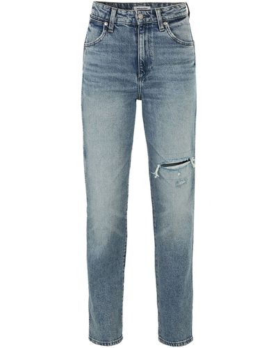 Wrangler Regular-fit-Jeans Mom Straight (1-tlg) Plain/ohne Details - Blau