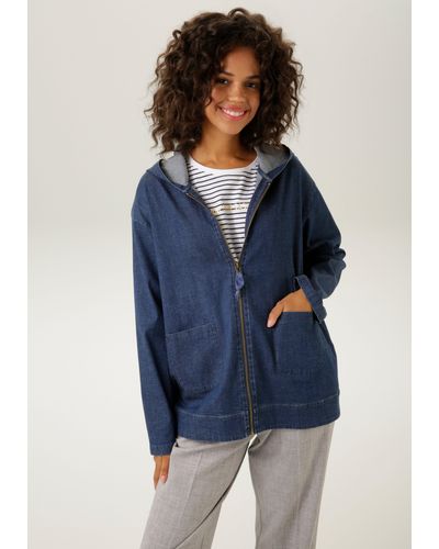 Aniston CASUAL Blouson mit Kapuze - Blau