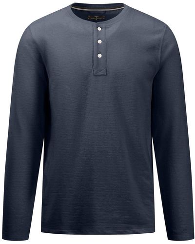 Fynch-Hatton Langarmshirt mit kurzer Knopfleiste - Blau
