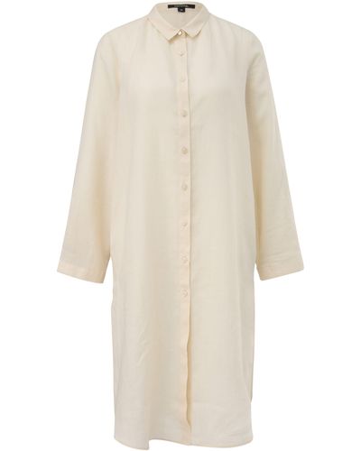 Comma, Langarmbluse Kleid aus Ramien - Weiß