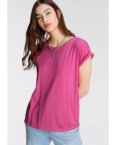 Tamaris T-Shirt mit Rundhalsausschnitt - Pink