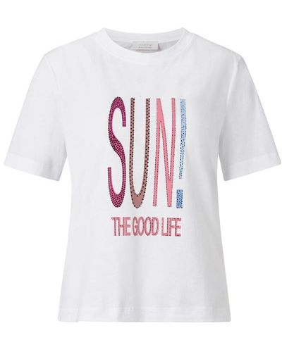 Rich & Royal Elegant Fit T-Shirt SUN Print organ - Weiß