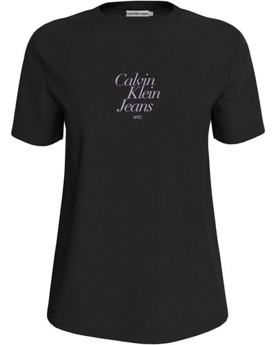 Calvin Klein T-Shirt FONT GRAPHIC REGULAR TEE mit Logoschriftzug - Schwarz