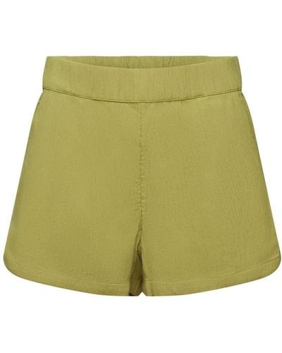 Edc By Esprit Pull-on-Shorts aus Crinkle-Baumwolle (1-tlg) - Grün