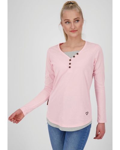 Alife & Kickin T-Shirt LelitaAK A feminines Longsleeve im 2-in-1-Look - Pink