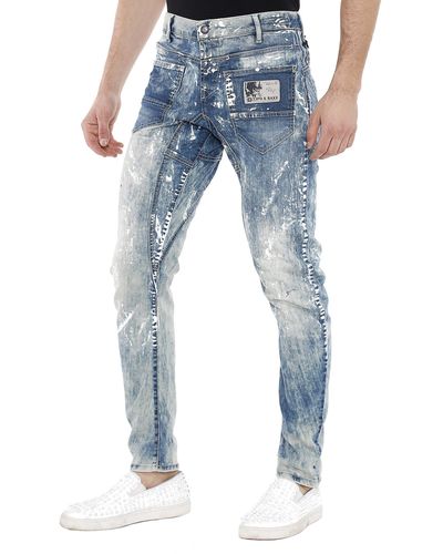 Cipo & Baxx Bequeme Jeans mit coolen Farbspots - Blau