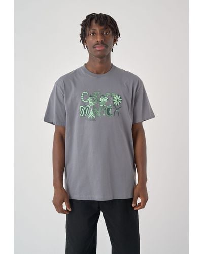 CLEPTOMANICX T-Shirt Guard the Garden mit tollem Frontprint - Grau