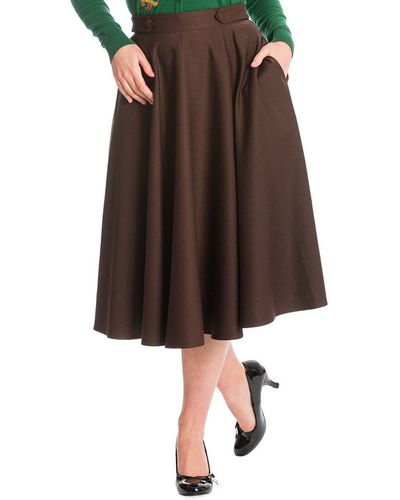 Banned A-Linien-Rock Di Plain Braun Retro Vintage Swing Skirt