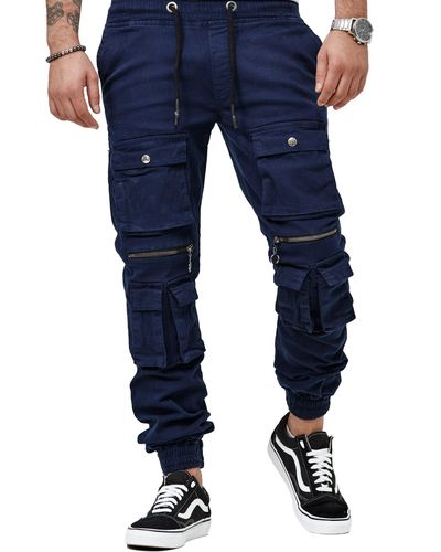 OneRedox Straight-Jeans H-3406 Fitness Freizeit Casual - Blau