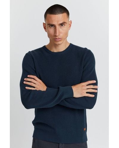 Blend Rundhals Strickpullover Basic Langarm Sweater 4349 in Navy - Blau