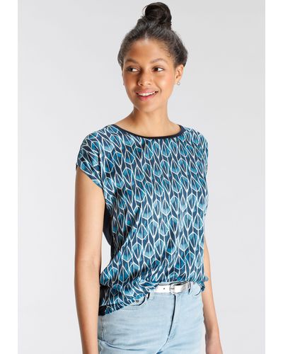 Tamaris Shirtbluse mit trendigem Print - Blau
