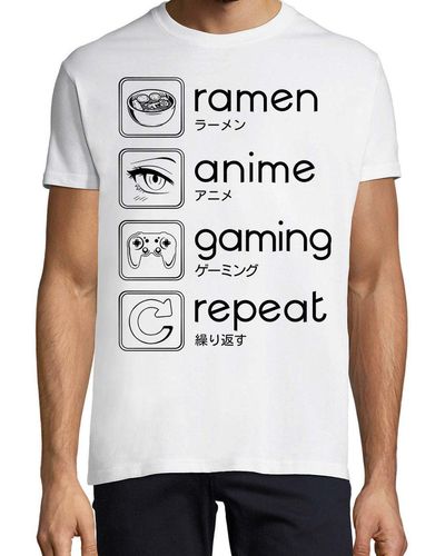 Youth Designz Print- Ramen Anime Gaming T-Shirt mit lustigen Logo - Weiß