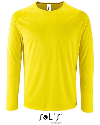 Sol's Langarmshirt Long-Sleeve Sports T-Shirt Sporty - Gelb