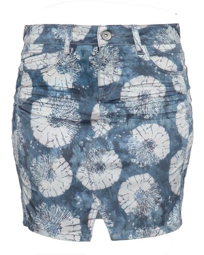 ATT Jeans Jeansrock Megan mit floralem Aquarell-Muster - Blau