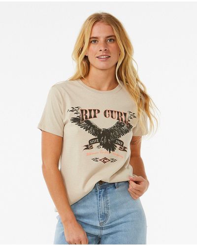 Rip Curl Print- Ultimate Surf Entspanntes Kurzärmliges T-Shirt - Natur