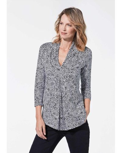 Cable & Gauge Shirtbluse Elegante Bluse in Crashoptik - Grau