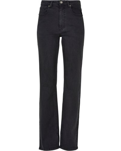 Urban Classics Bequeme Jeans Ladies Highwaist Straight Slit Denim Pants (1-tlg) - Blau