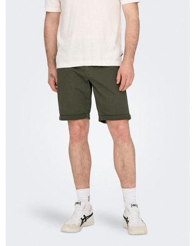 Only & Sons Chinoshorts Shorts Casual Summer Bermuda Pants 7502 in Olive - Grün