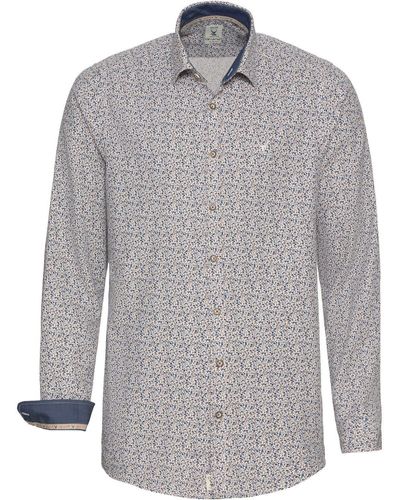 Pure Trachtenhemd Hemd mit floralem Allover-Muster - Grau