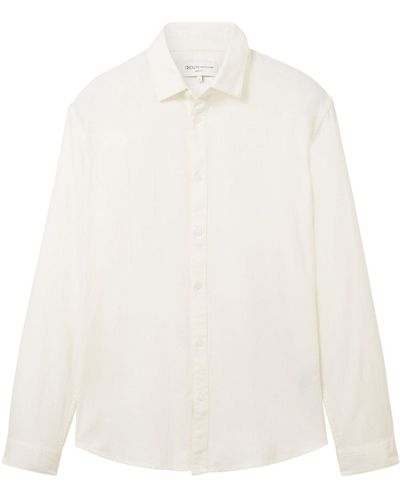 Tom Tailor Langarmhemd herringbone shirt - Weiß