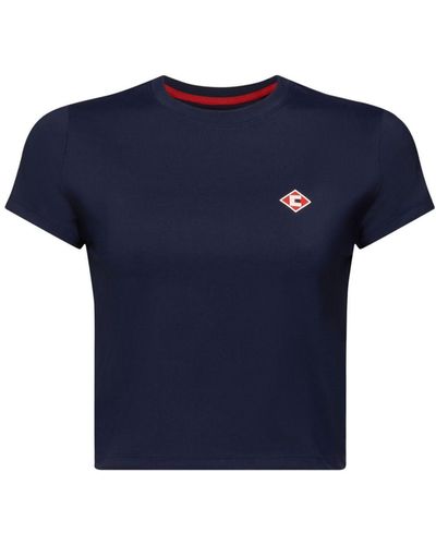 Esprit Logo-T-Shirt in Cropped-Länge (1-tlg) - Blau