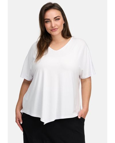 Kekoo Tunikashirt A-Linie Shirt mit Stretch 'Maris' - Weiß