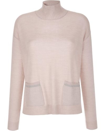 Alba Moda Strickpullover Pullover mit aufgesetzen Taschen - Pink