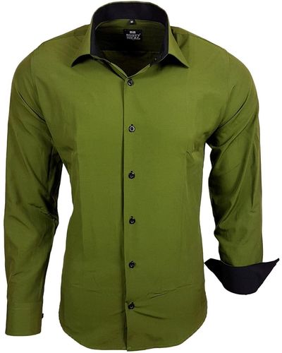 Rusty Neal Langarmhemd mit farblich abgesetzten Elementen - Grün