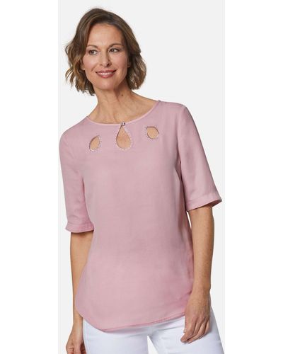 Goldner Kurzarmbluse Feminine Bluse mit aufregender Ausschnittlösung - Pink