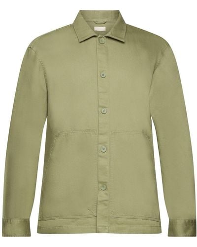 Edc By Esprit Langarmhemd Overshirt aus Bio-Cotton-Qualität - Grün