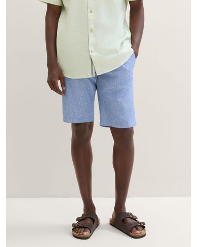 Tom Tailor Bermudas Regular Shorts mit Leinen - Blau