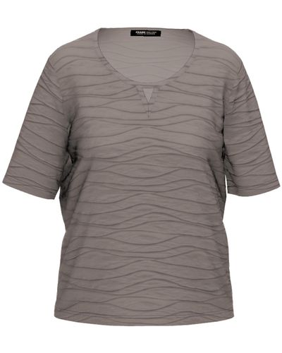 FRANK WALDER Kurzarmshirt mit detailverliebtem Ausschnitt - Grau
