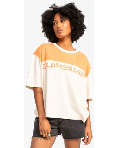 Quiksilver T-Shirt Boyfriend Block Tangerine - Weiß