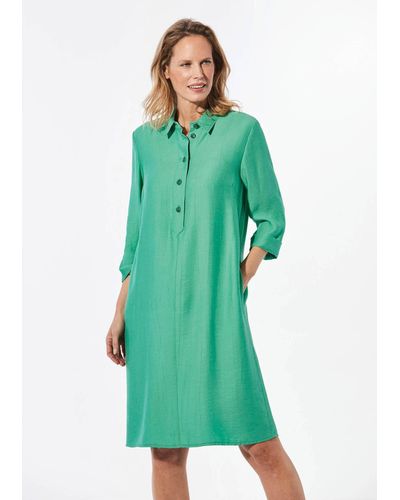Goldner Sommerkleid Kurzgröße: Kleid mit Hemdkragen - Grün