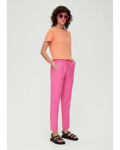 S.oliver 7/8-Hose Relaxed: Jogpants aus Leinen - Pink