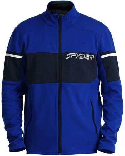 Spyder Fleecejacke Speed Fleece Jacket mit augedrucktem Markenschriftzug und -logo - Blau